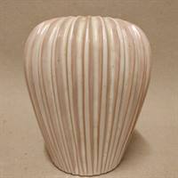 Eslau rillet vase, hvid glasur, Dansk keramik.